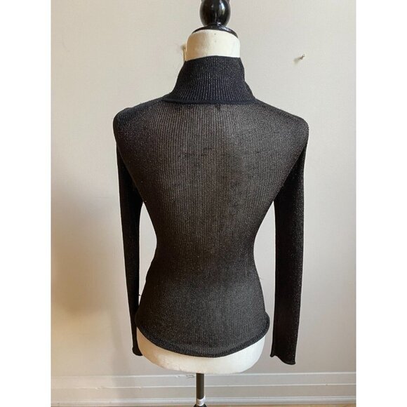 RAG & Bone "Cherie" Lurex Mock Neck Ribbed Sweater Women Sz Small Sparkle Slim - Picture 4 of 8